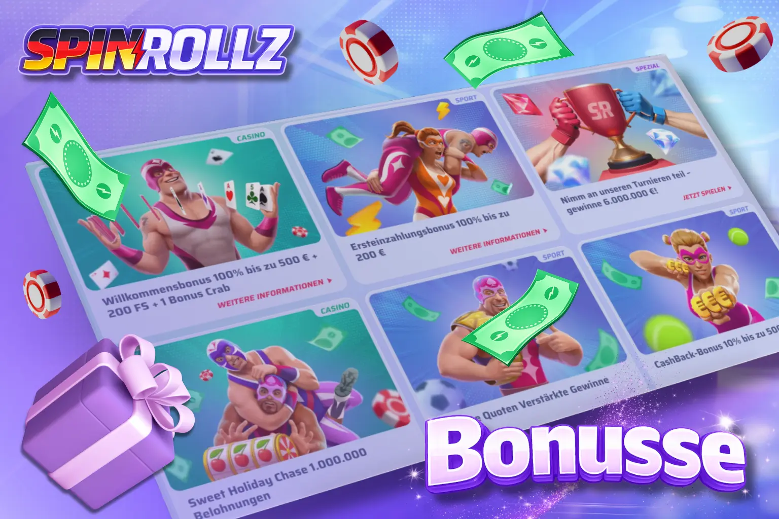 Spinrollz-Boni werden bei vielen Spielautomaten verwendet.